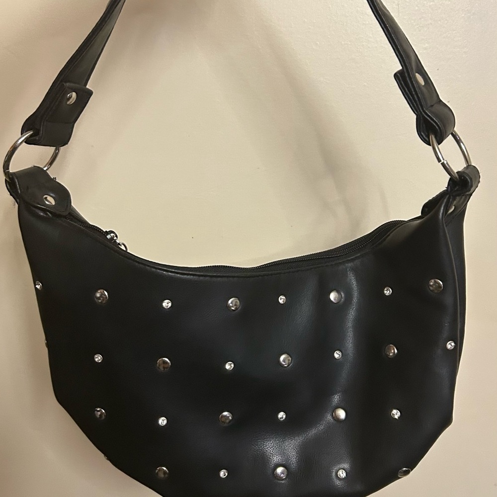 Black Studded Shoulder Bag Medium